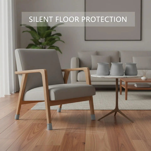 Eight Pack PU Leather Furniture Leg Protectors Designed For Easy Glide Across Hardwood And Tile Surfaces Gray Floor Pads on chair legs
