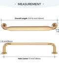 Measurements of the Ten Pack 5 Inch Champagne Bronze Cabinet Handles In Solid Zinc Alloy For Kitchen Cabinets Bathroom Drawers Dresser