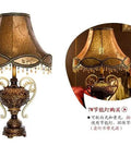 Tiffany Style Table Lamp With Floral Jeweled Design In Resin And Bronze Finish Cloth Lampshade Warm White LED Not Dimmable 360 Degree Illumination Victorian Desk Or Bedside Light For Living Room Decor. 