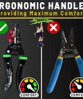 Needle Nose Wire Strippers for Electricians Pro Grade Crimping and Stripping Tool AWG 8-22 with Glow In The Dark Ergonomic Handles