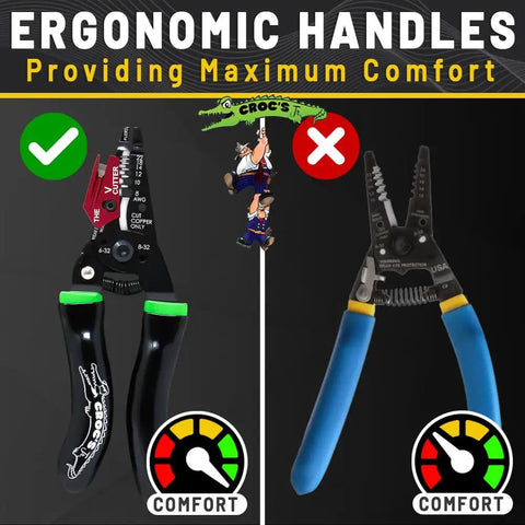 Needle Nose Wire Strippers for Electricians Pro Grade Crimping and Stripping Tool AWG 8-22 with Glow In The Dark Ergonomic Handles