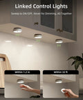 Rechargeable LED Puck Lights With Remote Control, Wireless Dimmable Under Cabinet Lighting, Battery Operated Puck Light.