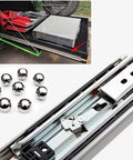 Heavy Duty 3 Section Drawer Slides With Lock Solid Steel Ball Bearing Runners Full Extension Track on tool storage, showing smooth operation.