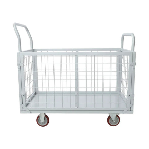 1800 Lbs 4 In 1 Convertible Platform Cart Truck Utility Transport Trolley With Beefy Steel Frame And Easy Steering 2 Swivel Braking Wheels And 2 Directional Wheels For Heavy Loads, cage view