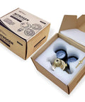 Open packaging of Nitrogen Regulator With CGA580 Inlet Connection, 1 Quarter Inch Male Flare Outlet, 2 Inch Gauges With Protective Rubber Boots