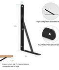 12 Pack Heavy Duty L Shaped Shelf Brackets 12 Inch Long Black With Screws For 12 To 16 Inch Deep Shelves Maximum 240 Lb Per Pair