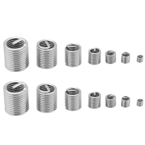 Stainless Steel Wire Thread Insert Kit, 60 Pcs, Metric M8 M10 Thread Repair Inserts arranged in size order