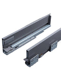 Undermount Drawer Slides Rail for Soft Close Cabinets, slick slim tandem design, hidden install, 45kg load, gray 216mm high