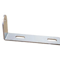 Beefy Galvanized Steel Roller Bracket For One Quarter Inch Round Axle Support, side view showing slotted mounting holes