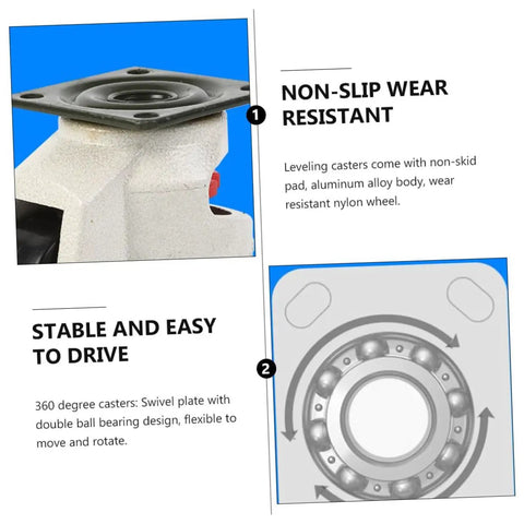 Heavy Duty Leveling Swivel Workbench Caster Set 4 Pack With Gd 80f Wheels 500 Kg Load Capacity 360 Degree Rotation Universal Plate Casters For Material Handling And Equipment, plate and bearing detail