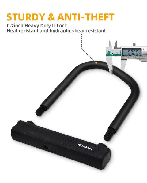 Heavy Duty U Lock Bike Lock 18mm Shackle Anti Theft With 3 Keys For Ebikes Electric Scooters Motorcycles Mopeds Dirt Bikes And Tri Bike Wheel Lock Sturdy And Easy To Use