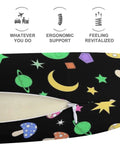 Travel Neck Pillow For Adults, U Shaped Memory Foam Support, Breathable Polyester Cover with Neon Mushrooms Design