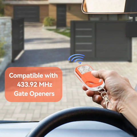 Portable Driveway Gate Opener Remote For Sliding Gates And Chicken Coop Doors HCS301 Rolling Code 433.92MHz Orange Key Fob