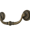 Front view of Vintage Rustic Zinc Alloy Drawer Pull Handles 6 Pack With 110mm Hole Centers And 140mm Total Length Drop Down Bail Swing Antique Shabby Chic Cabinet Hardware