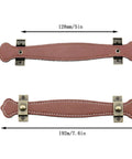 Leather Handle 2 Pack Brown Drawer Pulls With Strap Handles And Mounting Screws For Luggage Wardrobe And Cabinet, size details shown