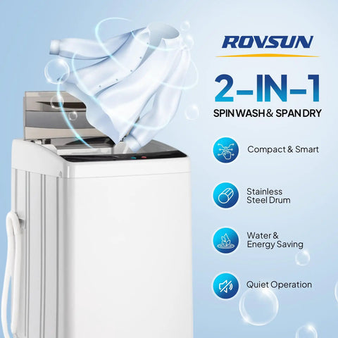 No Sweat Portable Washer And Spin Dry Combo Featuring A Heavy Duty Stainless Steel Drum Full Automatic Electric Laundry Machine With Drain Pump Ready For Rapid Apartment Loads, showing a compact design and a spinning shirt.