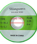 Lead Free Solder Wire With Tin Ninety Nine Point Three Percent And Copper Zero Point Seven Percent Rosin Core Flux For Fast Clean Electronics Soldering Twenty Gram Spool Eight Tenths Millimeter Gauge Thirty One Thou Inch green spool close-up