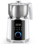 Front view of All In One Milk Frother And Steamer With Detachable Base Automatic Warm And Cold Foam Maker Adjustable Temperature