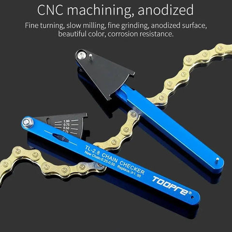 Durable Aluminum Bicycle Chain Wear Indicator Gauge Handy Portable Bike Maintenance Tool with anodized finish