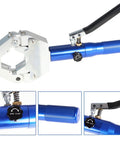 Hydraulic A C Hose Crimper Tool With 7 Die Set, Hydra Krimp 71500 Kit, blue aluminum handle and adjustment knob, for precise repair