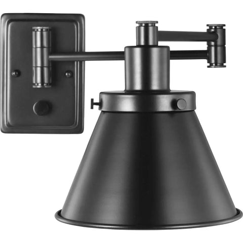 Black Swing Arm Wall Light With Adjustable Arm For Focused Task Lighting, Go To Industrial Loft Vibe, Easy Install, 9.63 By 8.25 By 8.25 Inches, Durable Build, Ideal Reading Spotlight