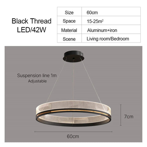 LEDs LED Pendant Lights Modern Acrylic Creative Ceiling Pendant Lamp Ring 60cm adjustable for Living Room Bedroom.