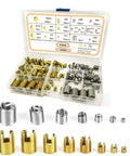 Heavy Duty 124-Piece 304 Stainless Steel Threaded Insert Kit with cutting slots in case, M2-M6 for metal and plastic surfaces