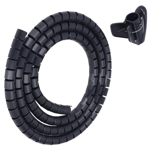 Black spiral cable wrap for home office entertainment setup flexible cable sleeves winding tube for TV DVD PC