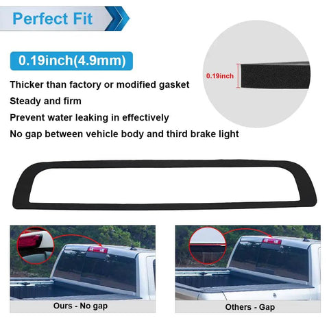 Third Brake Light Gasket Seal For 2014 To 2018 Chevy Silverado 1500 And 2015 To 2019 GMC Sierra 1500 2500HD 3500HD High Mount Stop Lamp Heavy Duty Waterproof Cushion Flame Resistant Chemical Resistant Single Sided Adhesive, 0.19 inch thick EVA foam gasket