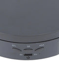 Premium Electric Rotating Display Turntable With Remote Control, top view showing control buttons and USB port.