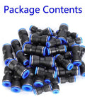 Premium Pneumatic Straight Push Connect Fittings Kit For Air Line Quick Hose Repair With High Pressure Resistance And Simple Tool-Free Installation Saving Time On Industrial Automation And Heavy Duty Setup Projects, 40 pcs black blue fittings