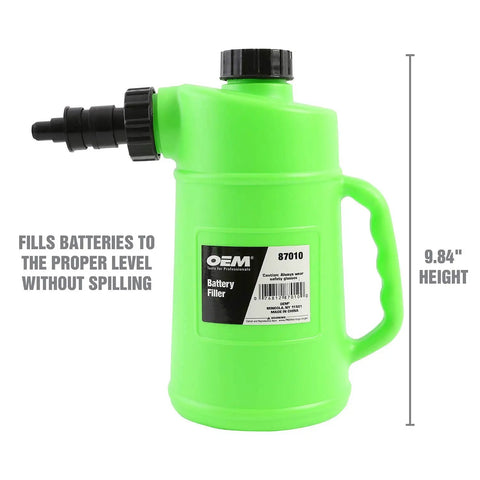 Battery Water Filler Jug With Auto Shutoff Nozzle 2 Liter Distilled Water Bottle For Lead Acid Batteries Spill Proof Heavy Duty Polyethylene Container Easy Refills Mess Free