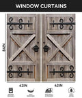 Western Vintage Barn Door Curtain Set 82x84 Inches Brown Wooden Dope Look Polyester Drapes 2 Panels For Bedroom