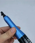 Badass Pneumatic Air Pencil Die Grinder With Hot Spin held in hand, showcasing its sleek blue body and precise tip.