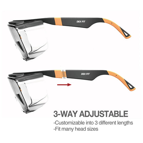 Side view of OTG Safety Glasses Over Glasses With Dual Anti Fog Coating And UV Protection, with adjustable temples and side shields.