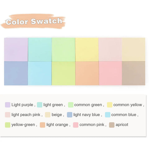Color swatch for Pastel Sticky Notes 3 By 3 Inch 12 Pack With 50 Sheets Per Pad For Office School And Home Organization