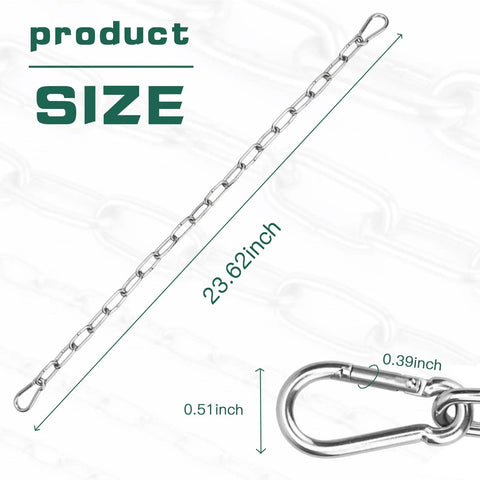 Beefy Stainless Steel Gate Chain Lock 24 Inch With Double Ended Carabiners For Outdoor Fences And Metal Gates Secure Gate Latches