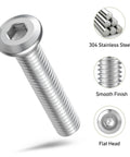 Kickass 1/4-20 X 2-1/2 Flat Head Hex Socket Cap Screws, 25 Pack 304 Stainless Steel showing smooth finish and flat head design.