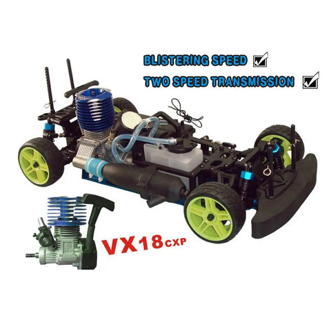 Nitro RC Car 1 To 10 Scale Two Speed 4WD Gas Powered Short Course Truck For Adults with metal chassis and engine display
