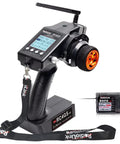 RC4GS V3 2.4G 5 Channel RC Transmitter And Receiver with built-in gyro for crawler trucks, cars, and boats, on white background.