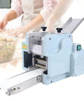 Automatic Electric Dumpling Skin Maker with dough pressing feature, featuring stainless steel roller for efficient skin production.