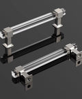 10 Pack 5 Inch Center To Center Adjustable Cabinet Handles Modern Drawer Pulls With Square Acrylic Tube And Zinc Alloy Base Polished Chrome Finish
