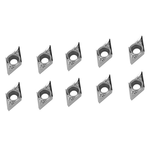 10pc CNC Lathe Inserts Blade Cutter Set For Turning Tool DCGT11T304AK H01 And DCGT3251AK H01, arranged in two rows