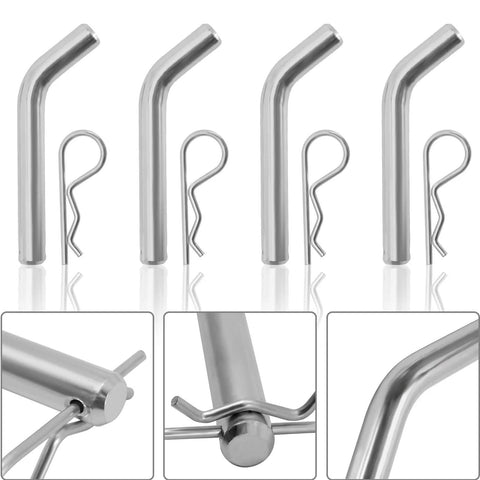 Four Pack Steel Trailer Hitch Pin And Clip With Grooved Head Fits 2 Inch Or 2 And A Half Inch Receivers 5/8 Inch Diameter