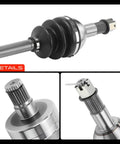 Rock Solid Hella Durable Rear CV Axle Shaft Assembly Set Of Two For 2007 Through 2017 Can Am Outlander showing details of assembly components.