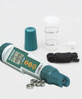 Waterproof ExStik Conductivity TDS Salinity and Temperature Meter With Six Units of Measure and accessories displayed