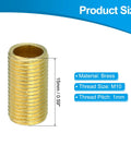 Hardcore Brass M10 Fine Thread Lamp Pipe Nipples 5 Pack shown, 15mm tall, M10 size, brass material, detailed thread design.