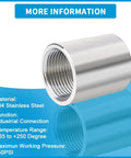 Beefy One Half Inch Female To One Half Inch Female Pipe Coupler Fitting About One Inch Long 304 Stainless Steel Connector