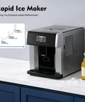 Smooth Nugget Ice Maker For Countertops Generates Flake And Chilled Water In Just Eight Minutes With Heavy Duty Twenty Two Pound Daily Output For Dope Home Bars And Quick Weekend Kickbacks on white countertop.