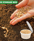 Hand sowing seeds into soil with seed storage box. Mini Seed Spreader Set With Gloves 6 Piece Handheld Seed Sower Kit Including Dibber And Trowel For Tiny Seeds Easy Direct Sowing Even Rows Carrots Radishes Lettuce And More.